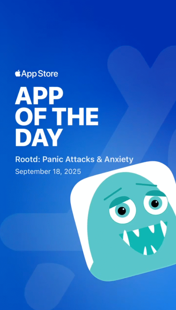 Apple App Store App of the Day card for Rootd: Panic Attacks and Anxiety, dated September 18, 2025